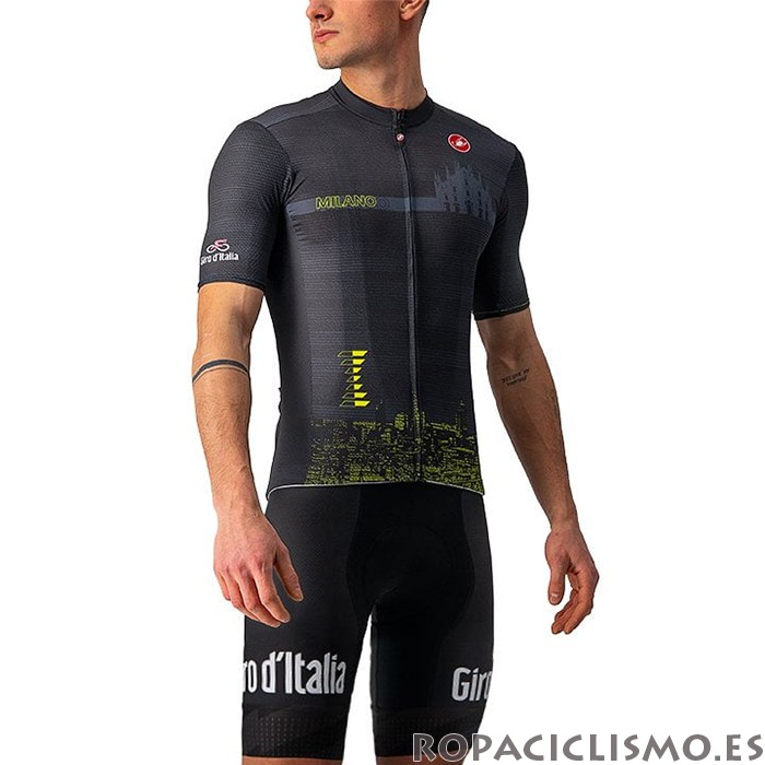 2021 Maillot Giro d'Italia Tirantes Mangas Cortas Negro